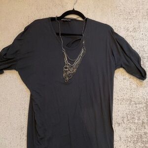 Vince black scoop neck t-shirt with chains. Size XS.